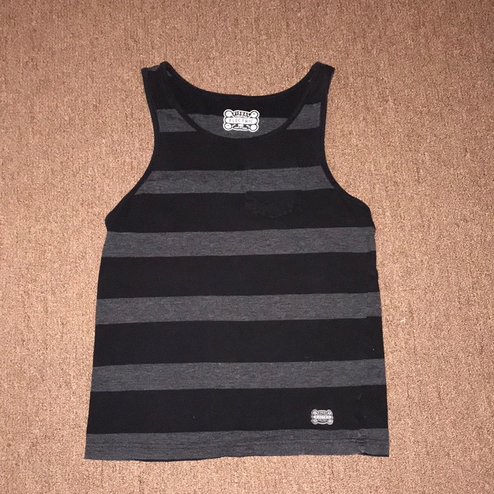 Black and Gray Striped Pocket Tanktop